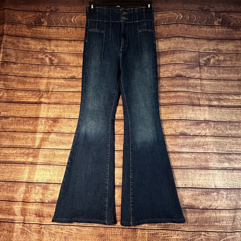 Free People We Theโ Free Just Float On Flare Jeans Dark Wash High Rise Size 31